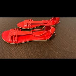 Barely worn Cole Haan red flat sandals